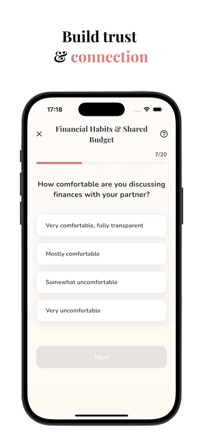 Couples compatibility test question screen