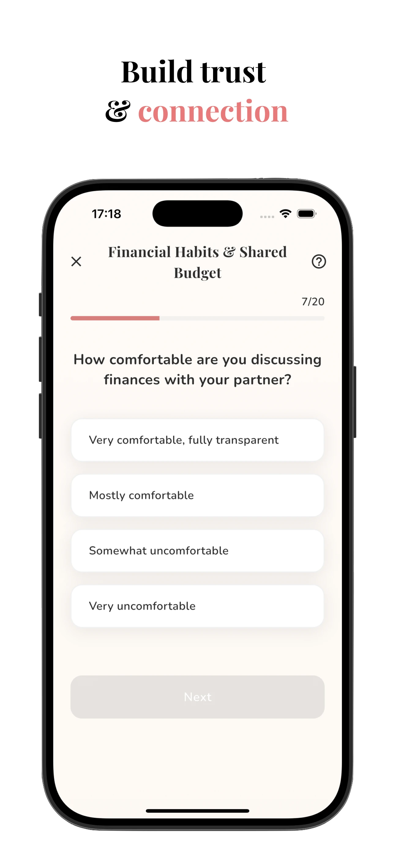 Couples compatibility test question screen