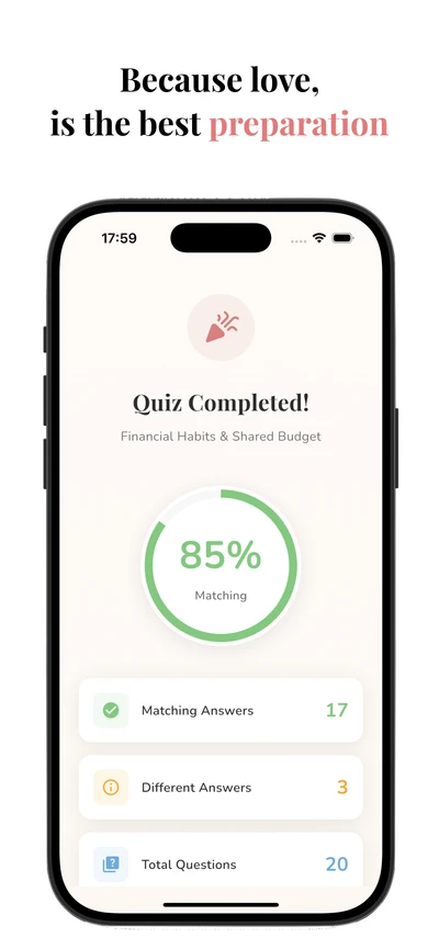 Question categories covering life decisions and values